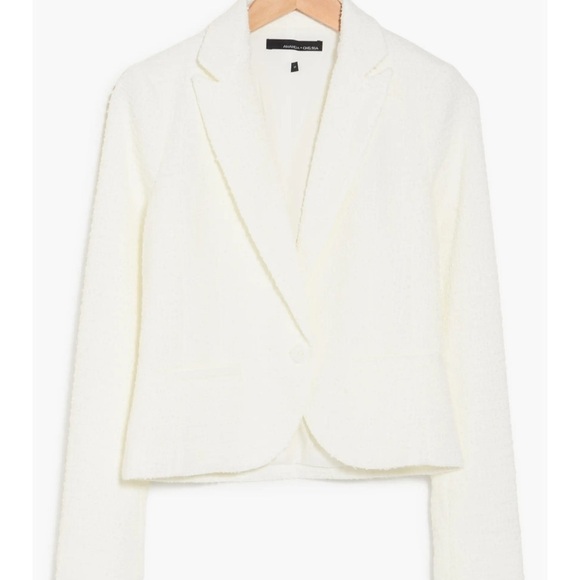 NWT Amanda + Chelsea Bouclé Tweed Jacket in White size XL - Picture 3 of 13